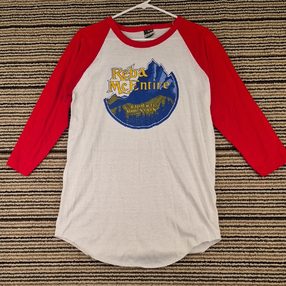 REBA MCENTIRE Chockie Mountain Tour Red White Large Souvenir T Shirt 80s‎ RARE